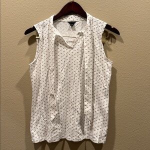 Ann Taylor Cream Top with Polka Dot Design